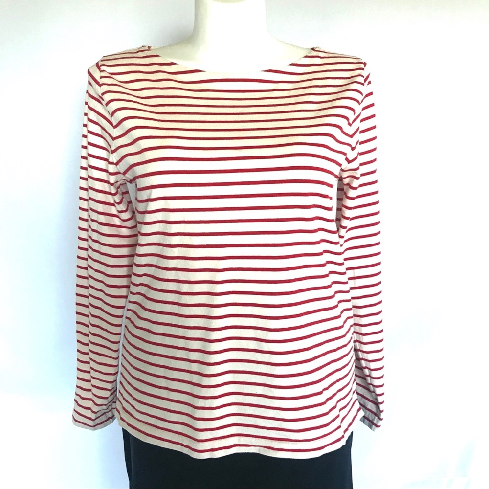 J.Crew red and off white striped top. Size XL